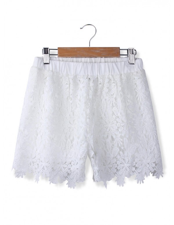 Fashion Women Casual Sweet Cute Elastic Waist Lace Shorts Short Pants