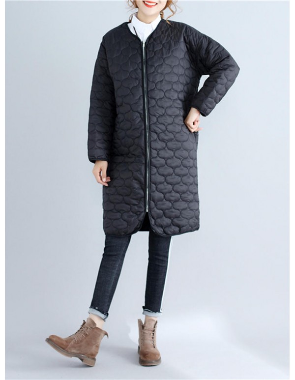 Women Long Sleeve Straight Quilted Jacket