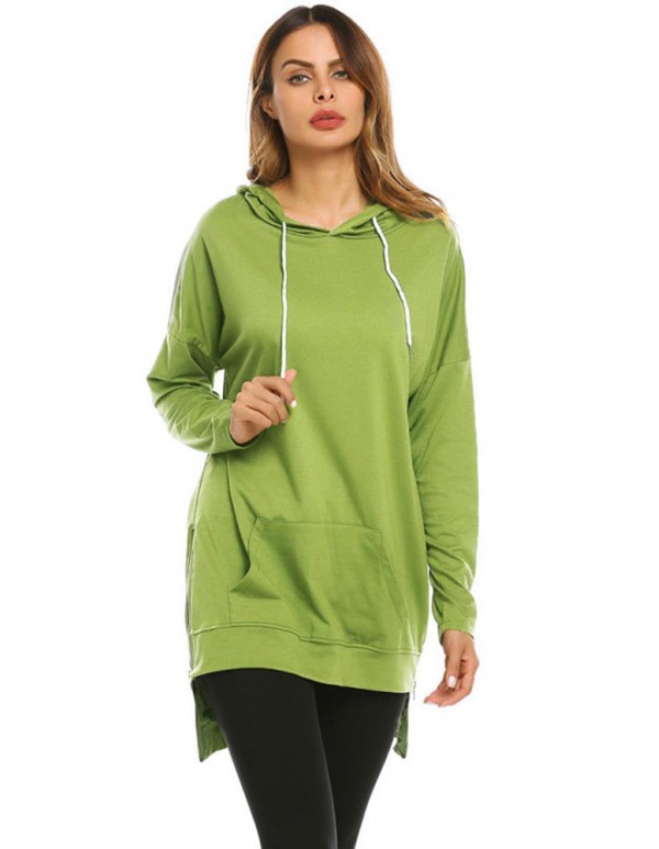 S-5XL Casual Women Hooded Pocket Side Zipper Sweatshirt