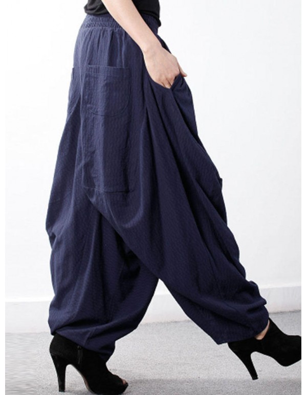 Plus Size Casual Women Cotton Harem Pants