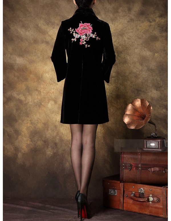 S-5XL Elegant Women Peacock Embroidery Coats