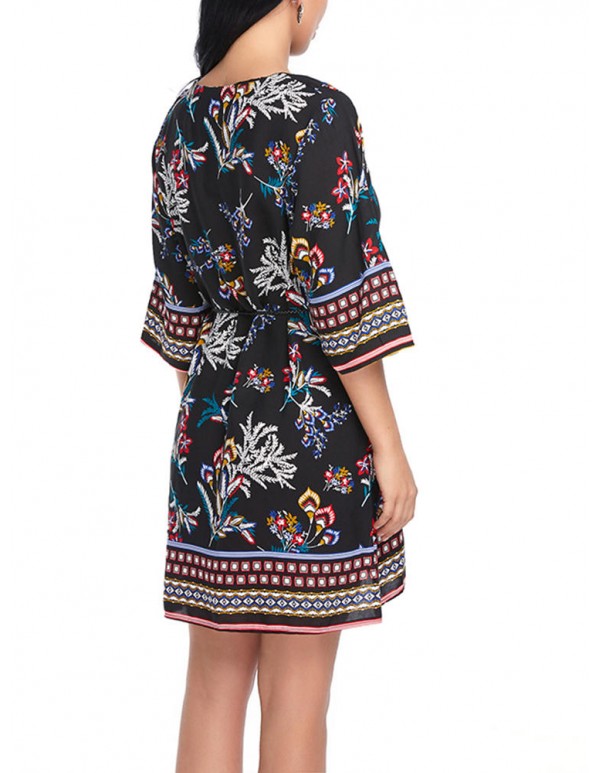 Bohemia Women Half Sleeve Floral Dress