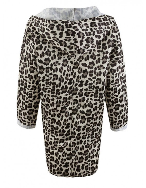 Women Trendy Leopard Print Hooded Outwear Coats