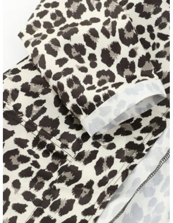 Women Trendy Leopard Print Hooded Outwear Coats